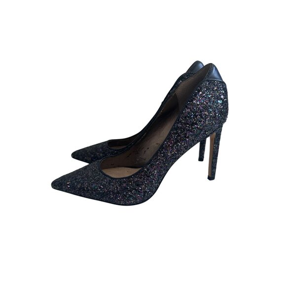 SAM EDELMAN Navy Blue Glitter Heels Size 7.5 - Picture 2 of 8